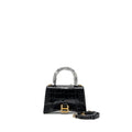 BALENCIAGA HOURGLASS XS HANDBAG CROCODILE EMBOSSED BLACK GHW