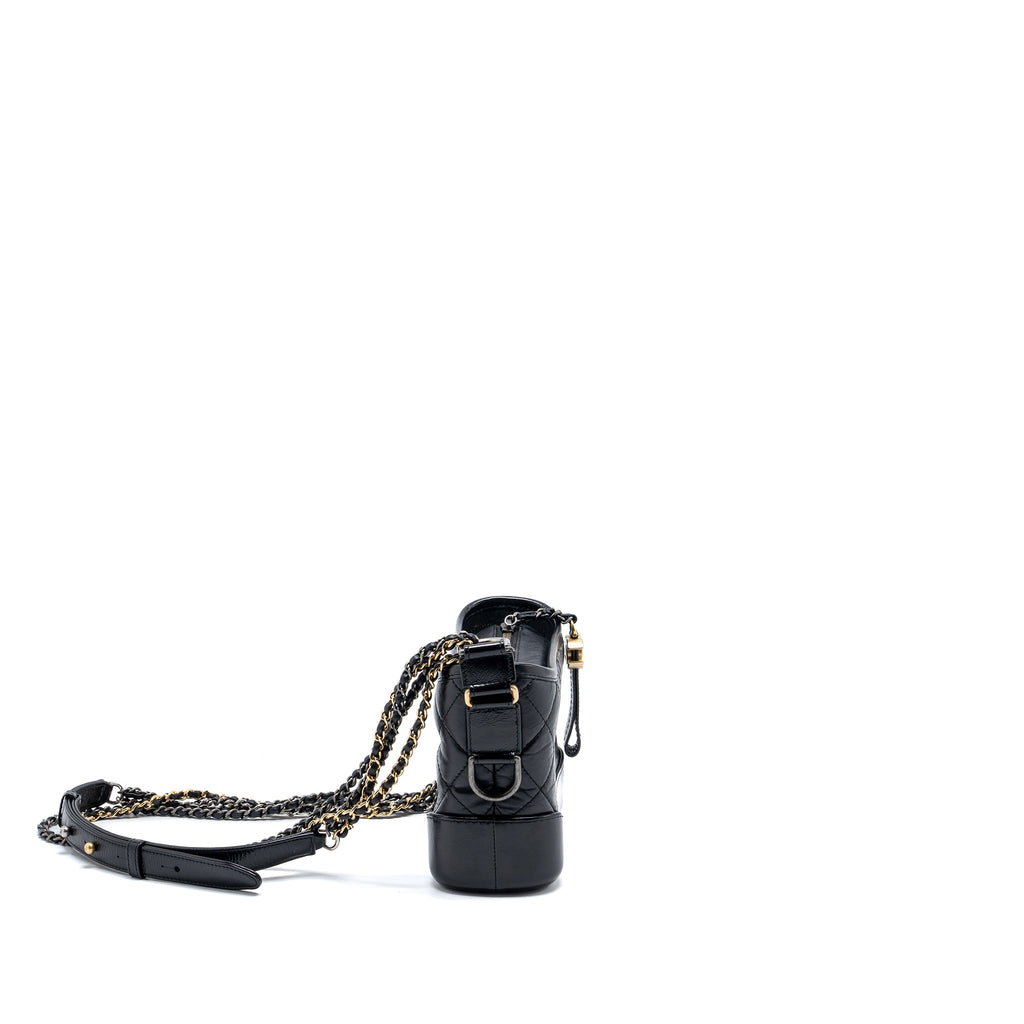 CHANEL SMALL GABRIELLE HOBO BAG AGED CALFSKIN BLACK MULTICOLOUR HARDWARE