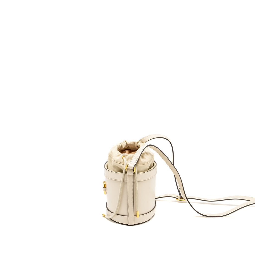 GUCCI 1955 HORSEBIT BUCKET TOTE BAG CALFSKIN WHITE GHW