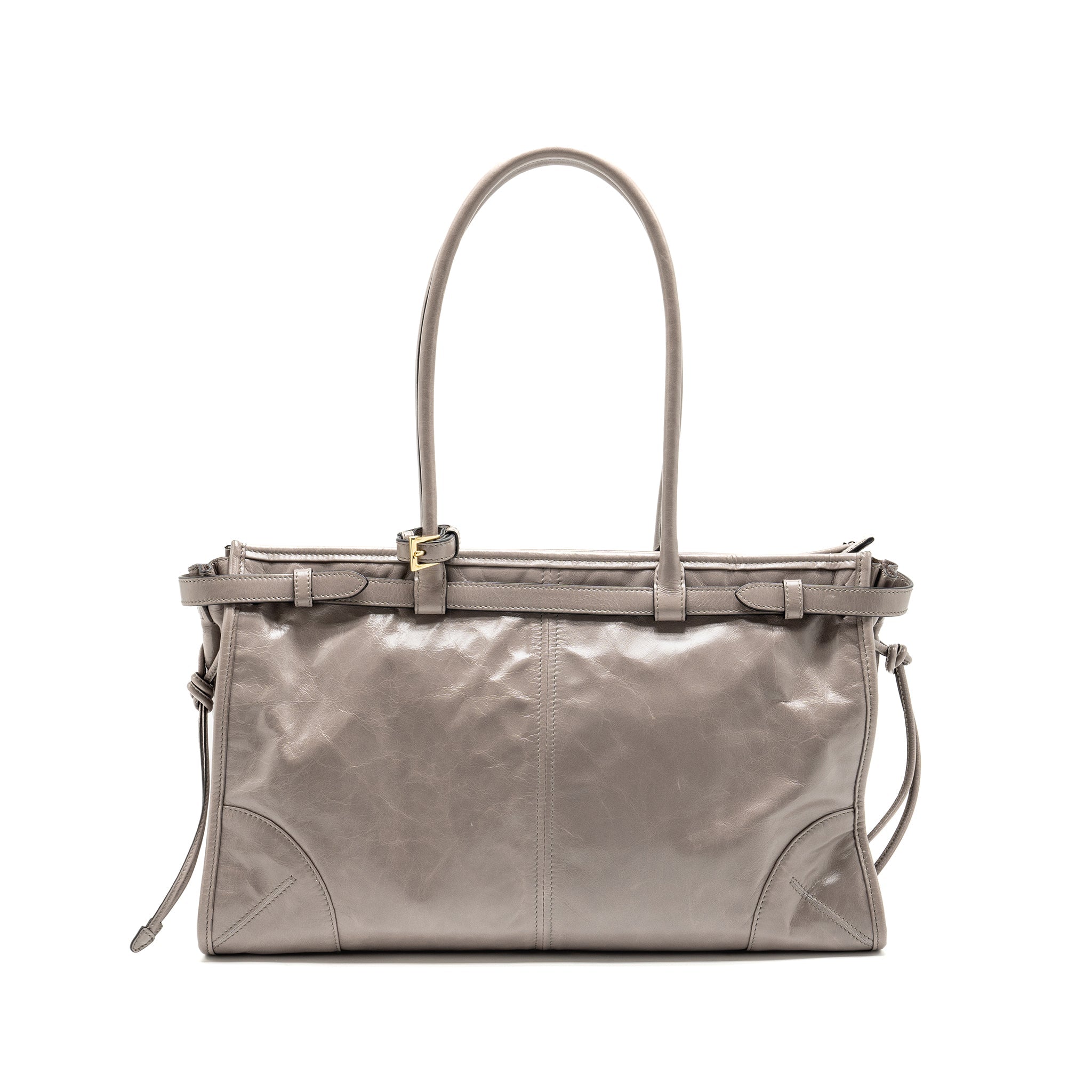 PRADA BONNIE LARGE HANDBAG CALFSKIN GREY GHW