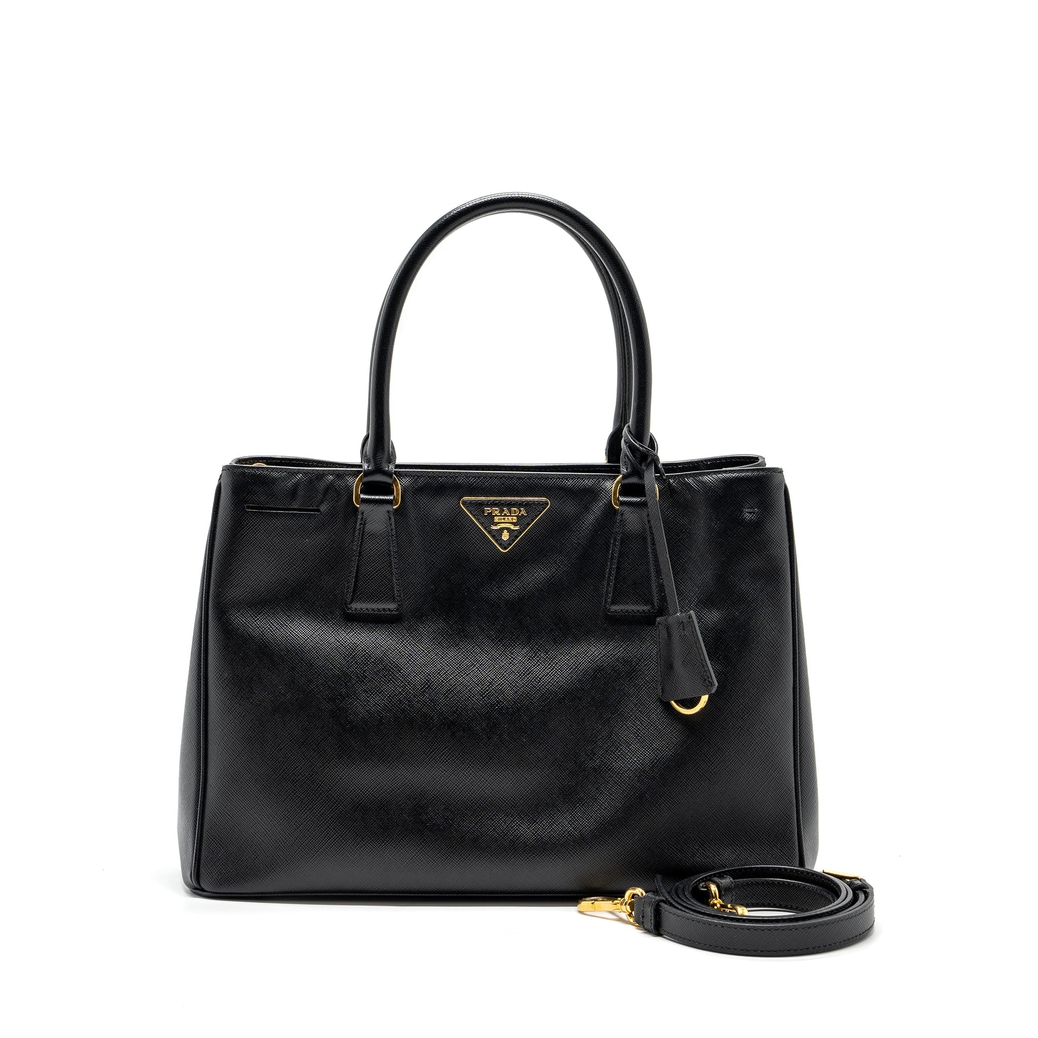 PRADA SAFFIANO TOTE BAG LEATHER BLACK GHW