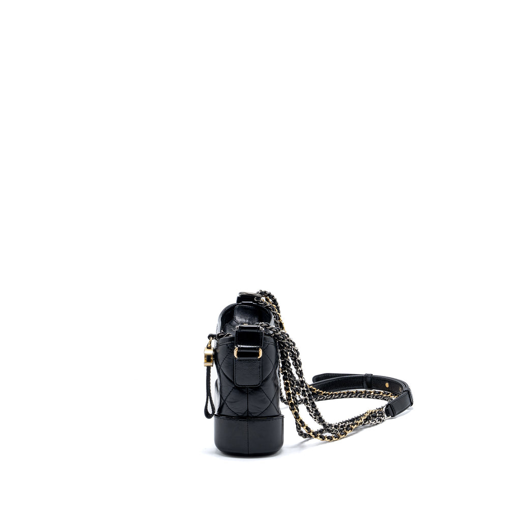 CHANEL SMALL GABRIELLE HOBO BAG AGED CALFSKIN BLACK MULTICOLOUR HARDWARE