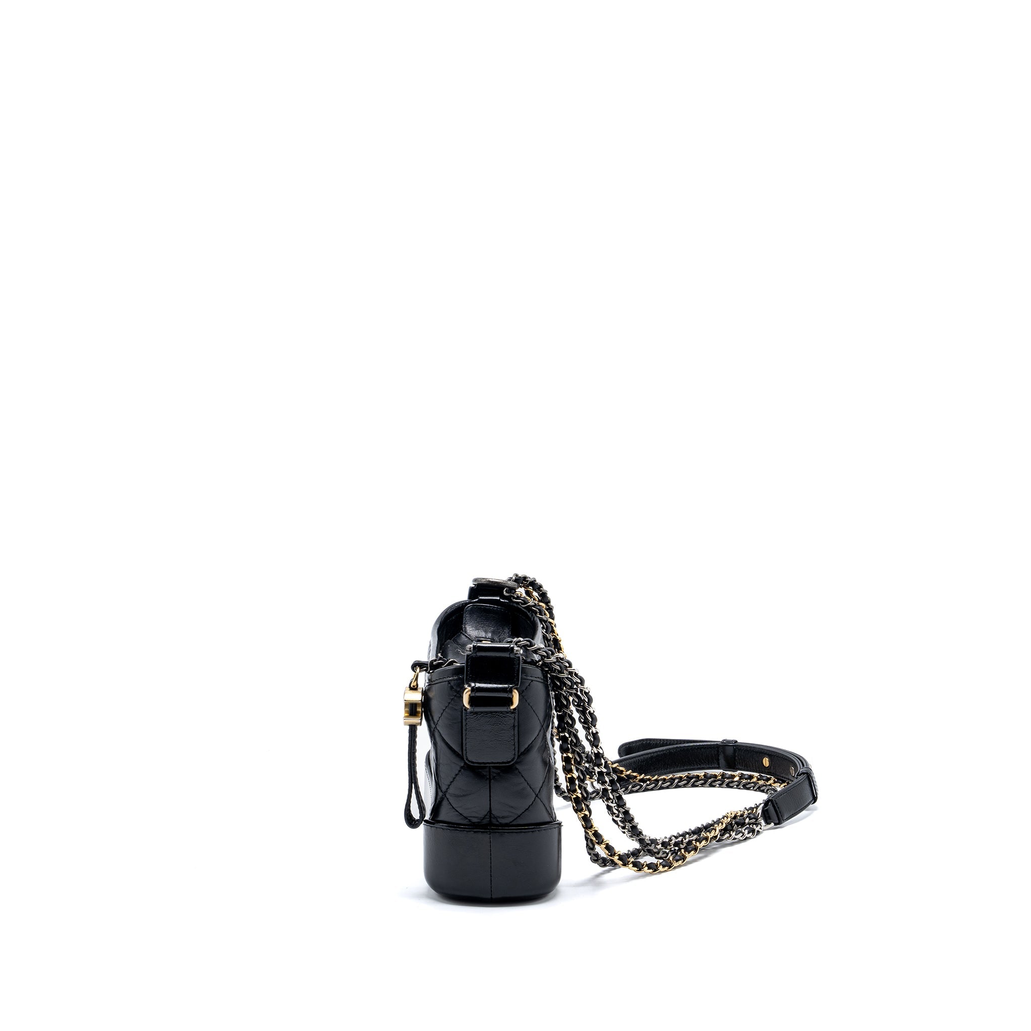 CHANEL SMALL GABRIELLE HOBO BAG AGED CALFSKIN BLACK MULTICOLOUR HARDWARE