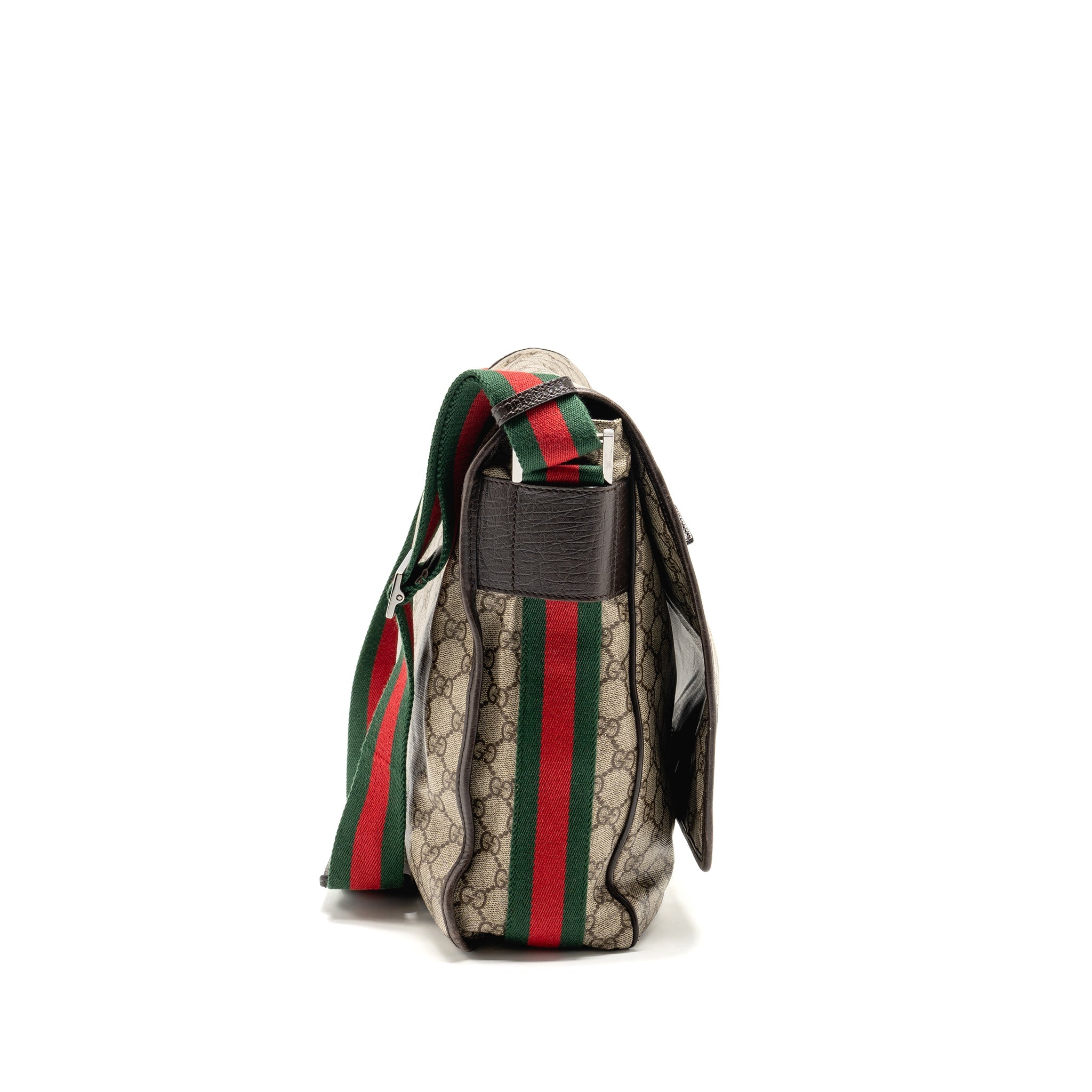 GUCCI LARGE FLAP MESSENGER BAG GG SUPREME CANVAS SHW