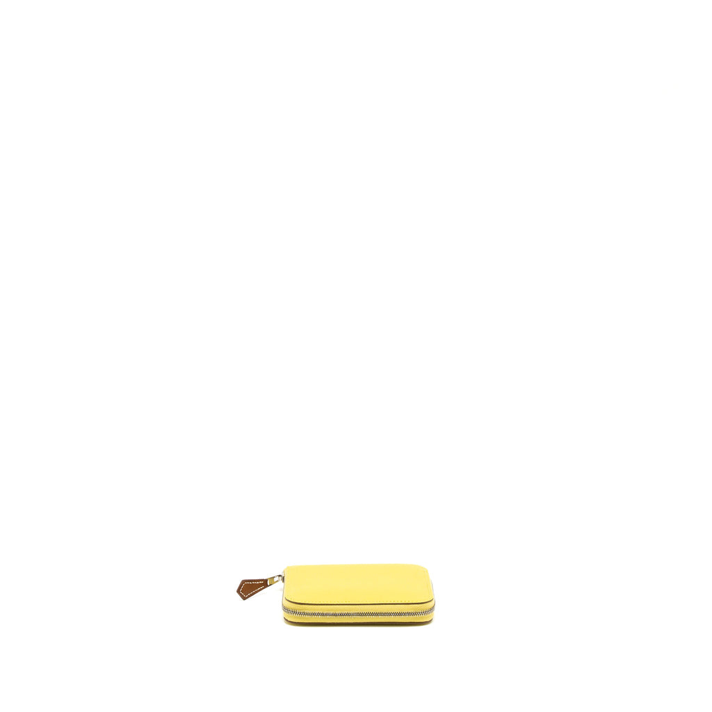 HERMES SILK IN COMPACT WALLET EPSOM LIME/SESAME SHW
