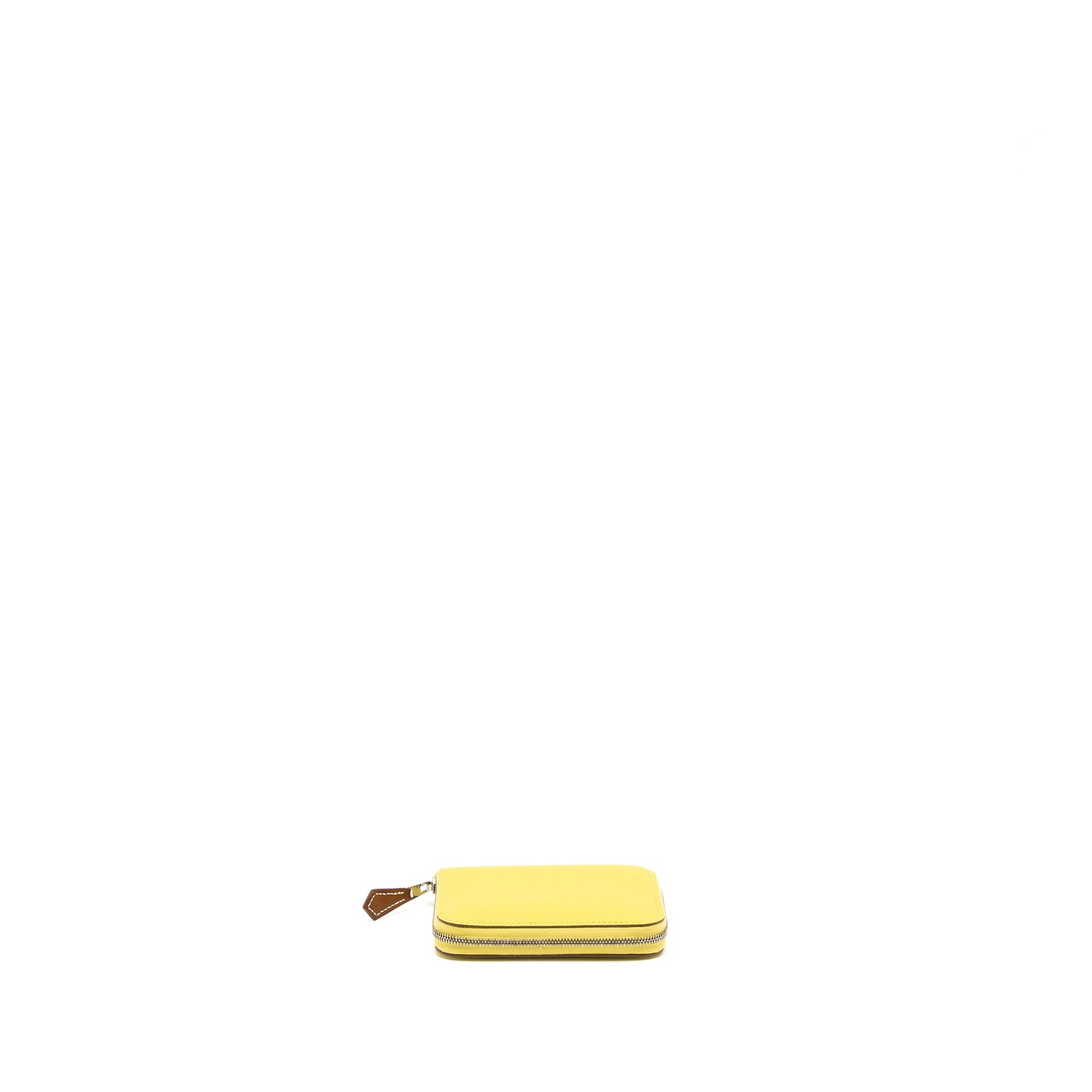 HERMES SILK IN COMPACT WALLET EPSOM LIME/SESAME SHW