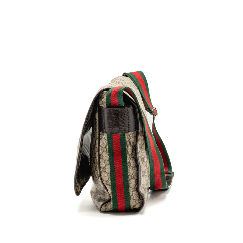 GUCCI LARGE FLAP MESSENGER BAG GG SUPREME CANVAS SHW