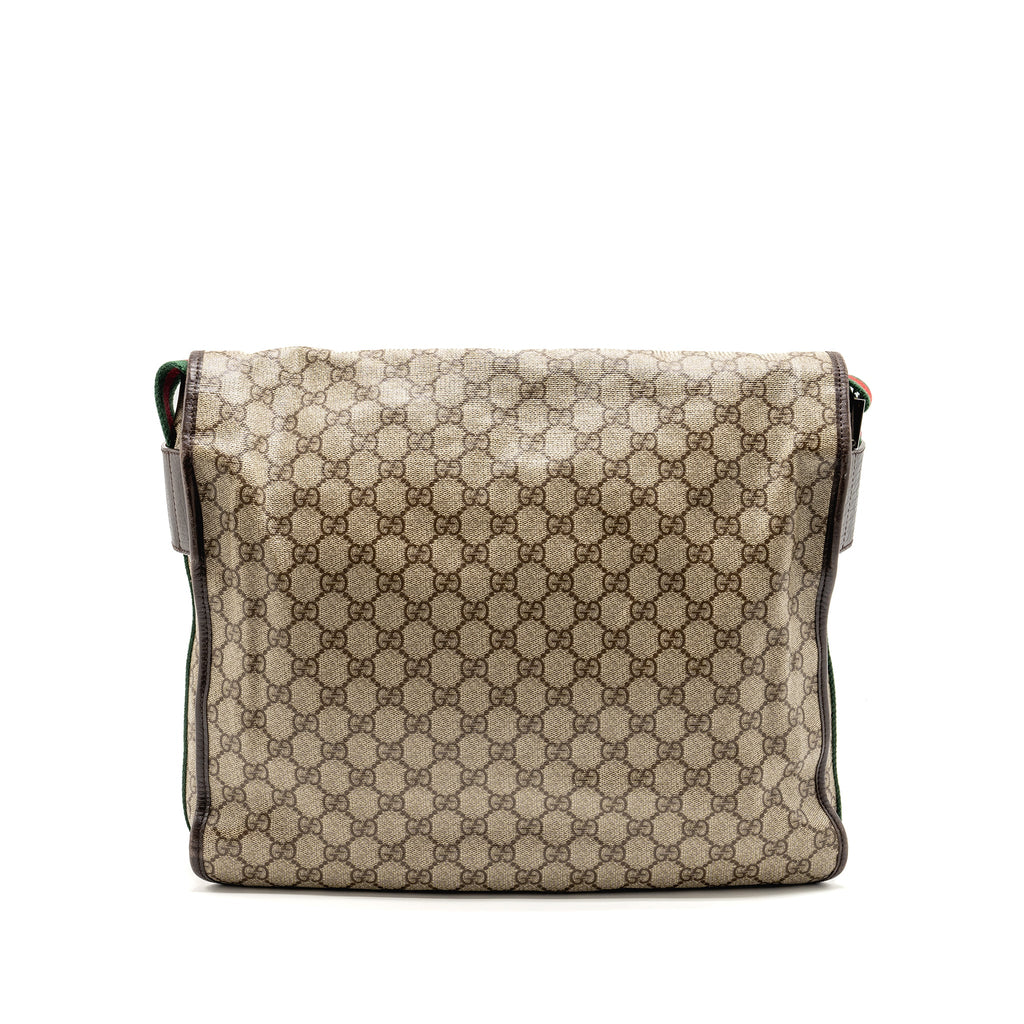 GUCCI LARGE FLAP MESSENGER BAG GG SUPREME CANVAS SHW