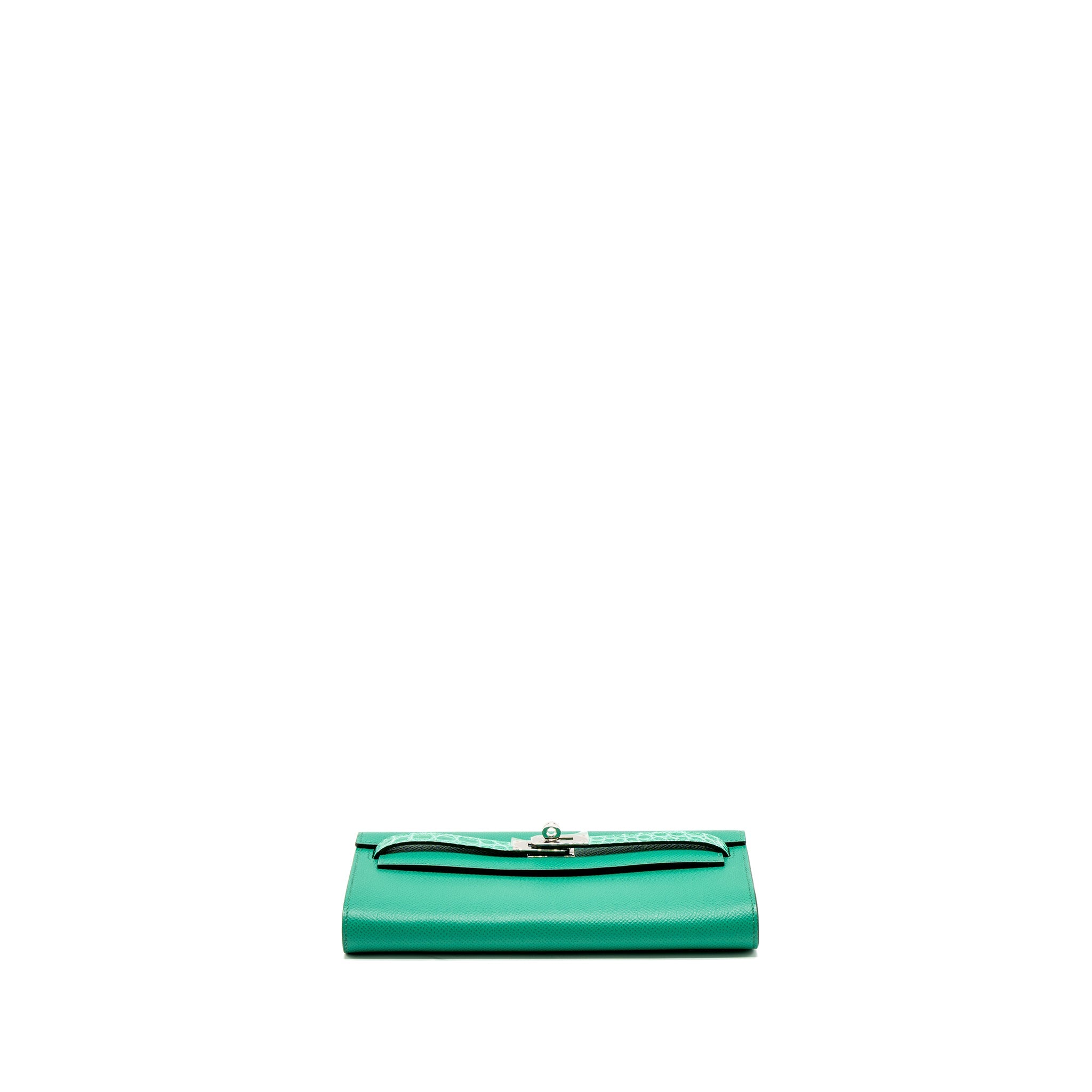 HERMES KELLY TO GO TOUCH EPSOM/ALLIGATOR VERT JADE SHW