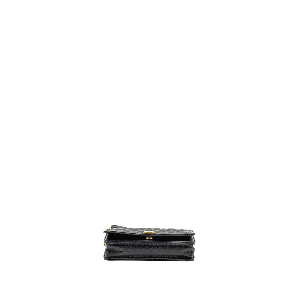 CHANEL BOY WALLET ON CHAIN CAVIAR BLACK GHW