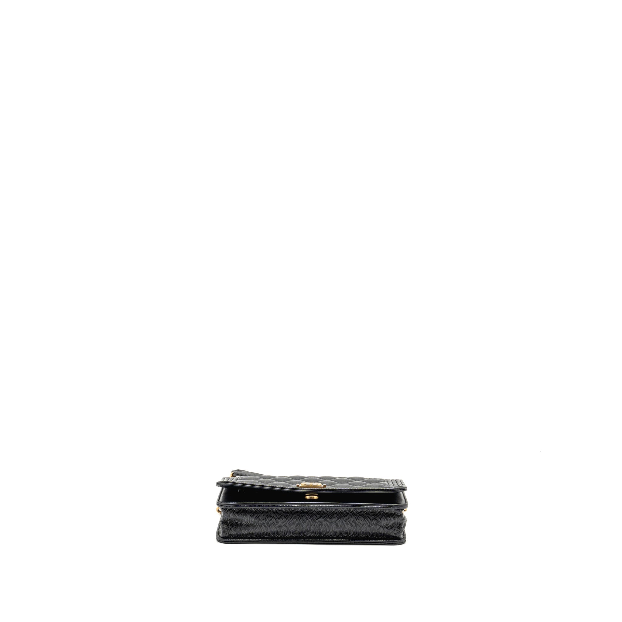 CHANEL BOY WALLET ON CHAIN CAVIAR BLACK GHW