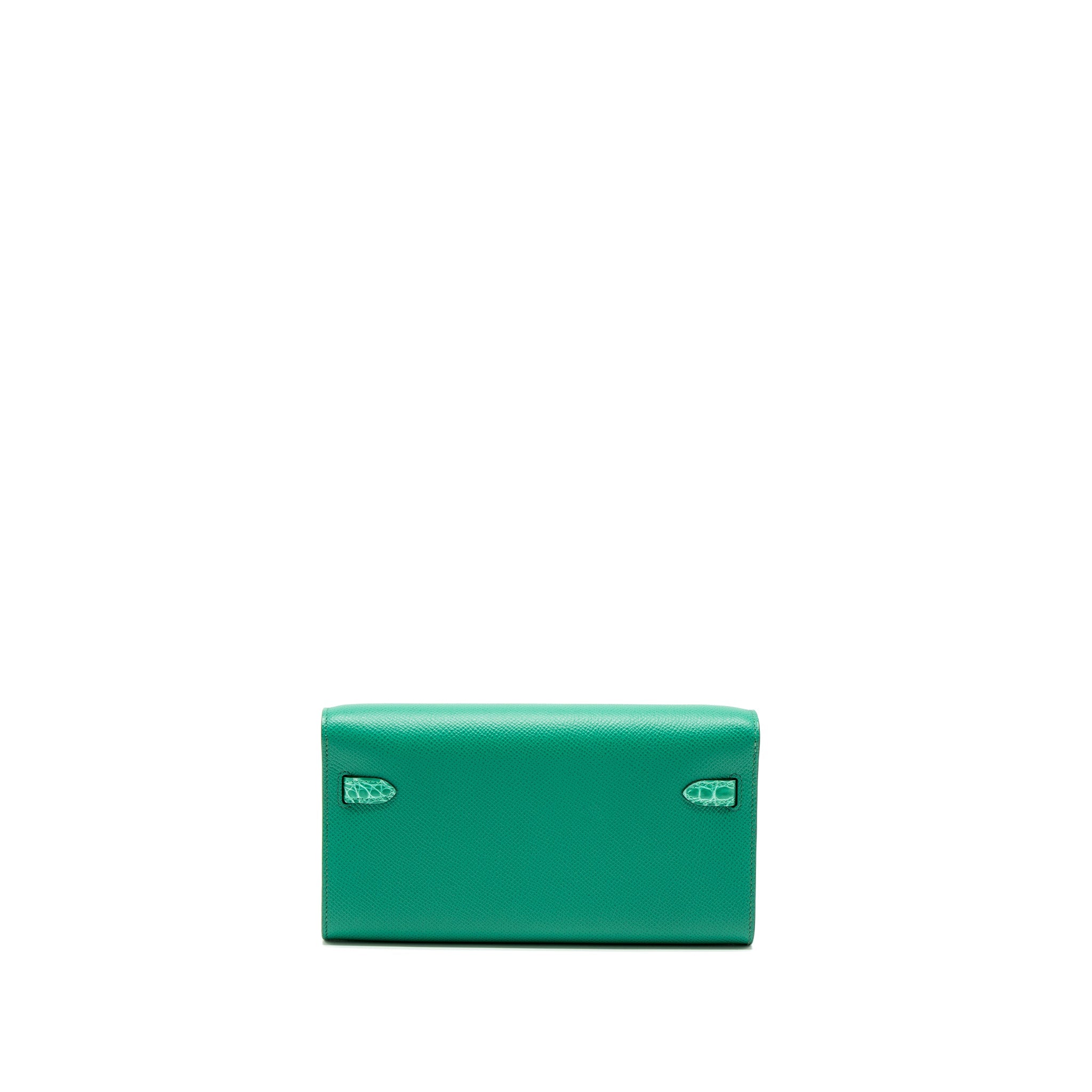 HERMES KELLY TO GO TOUCH EPSOM/ALLIGATOR VERT JADE SHW