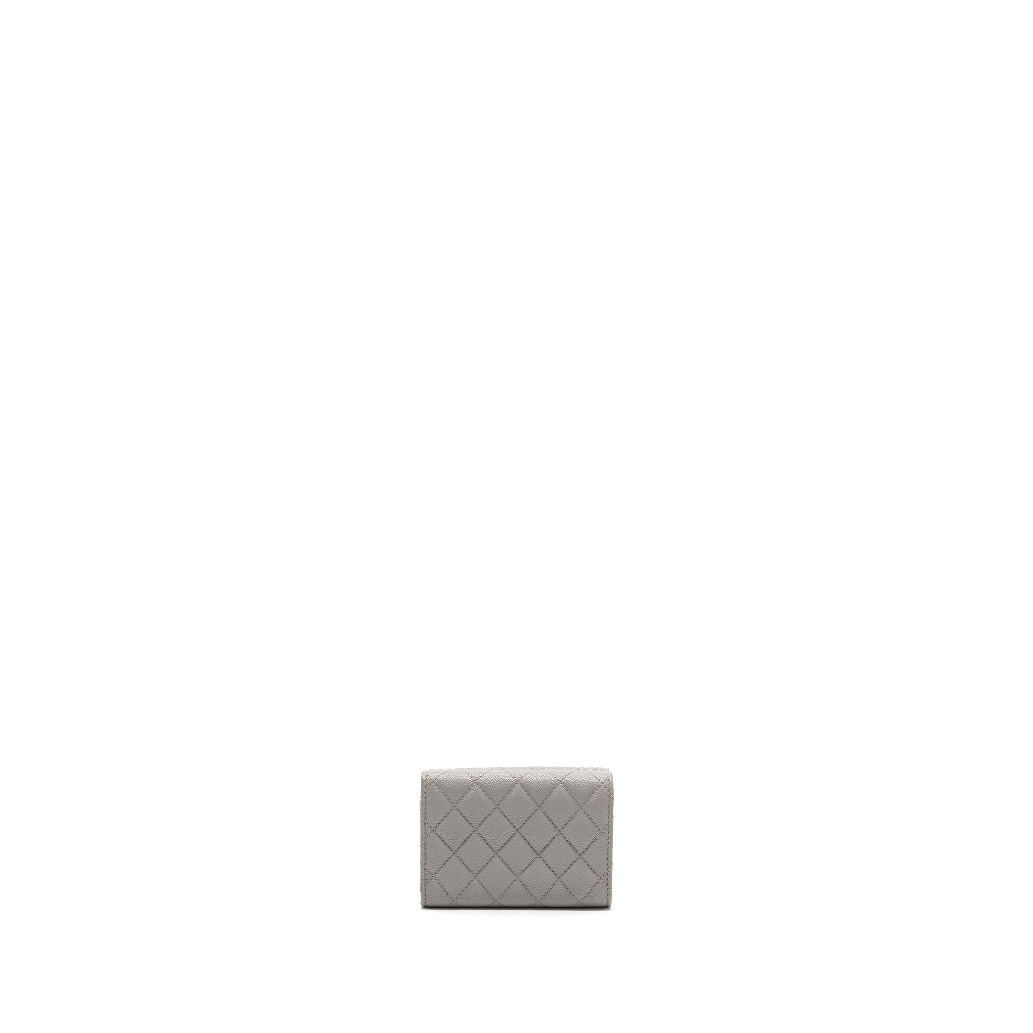 CHANEL COMPACT WALLET CAVIAR LIGHT GREY LGHW