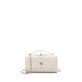 CHANEL TOP HANDLE FLAP WALLET WITH CHAIN LAMBSKIN WHITE LGHW (MICROCHIP)