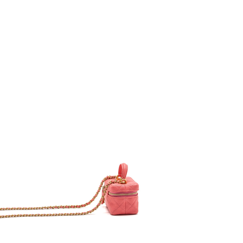 CHANEL TOP HANDLE MINI VANITY BAG CAVIAR PINK GHW