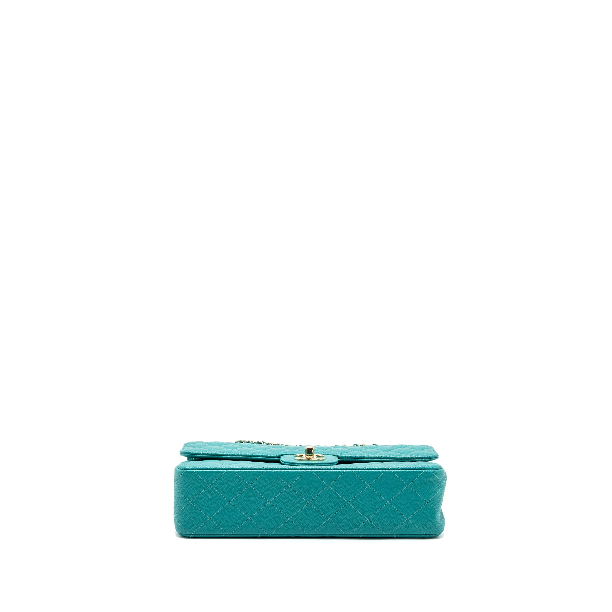 CHANEL MEDIUM CLASSIC DOUBLE FLAP BAG CAVIAR TURQUOISE LGHW