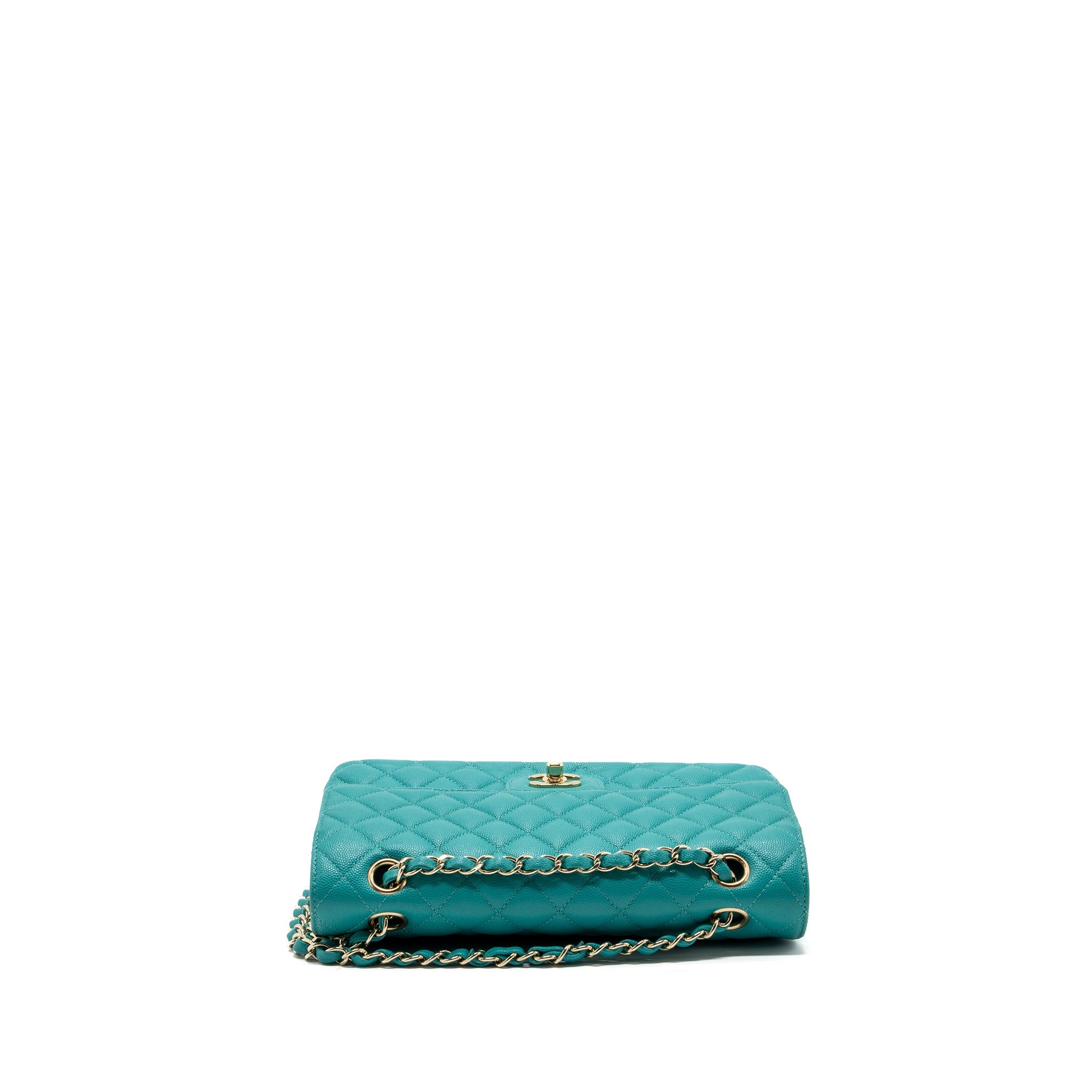 CHANEL MEDIUM CLASSIC DOUBLE FLAP BAG CAVIAR TURQUOISE LGHW