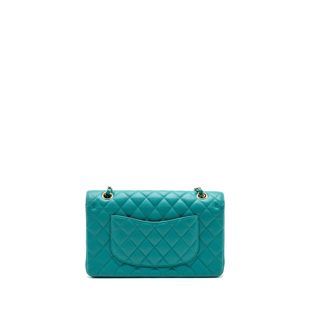 CHANEL MEDIUM CLASSIC DOUBLE FLAP BAG CAVIAR TURQUOISE LGHW
