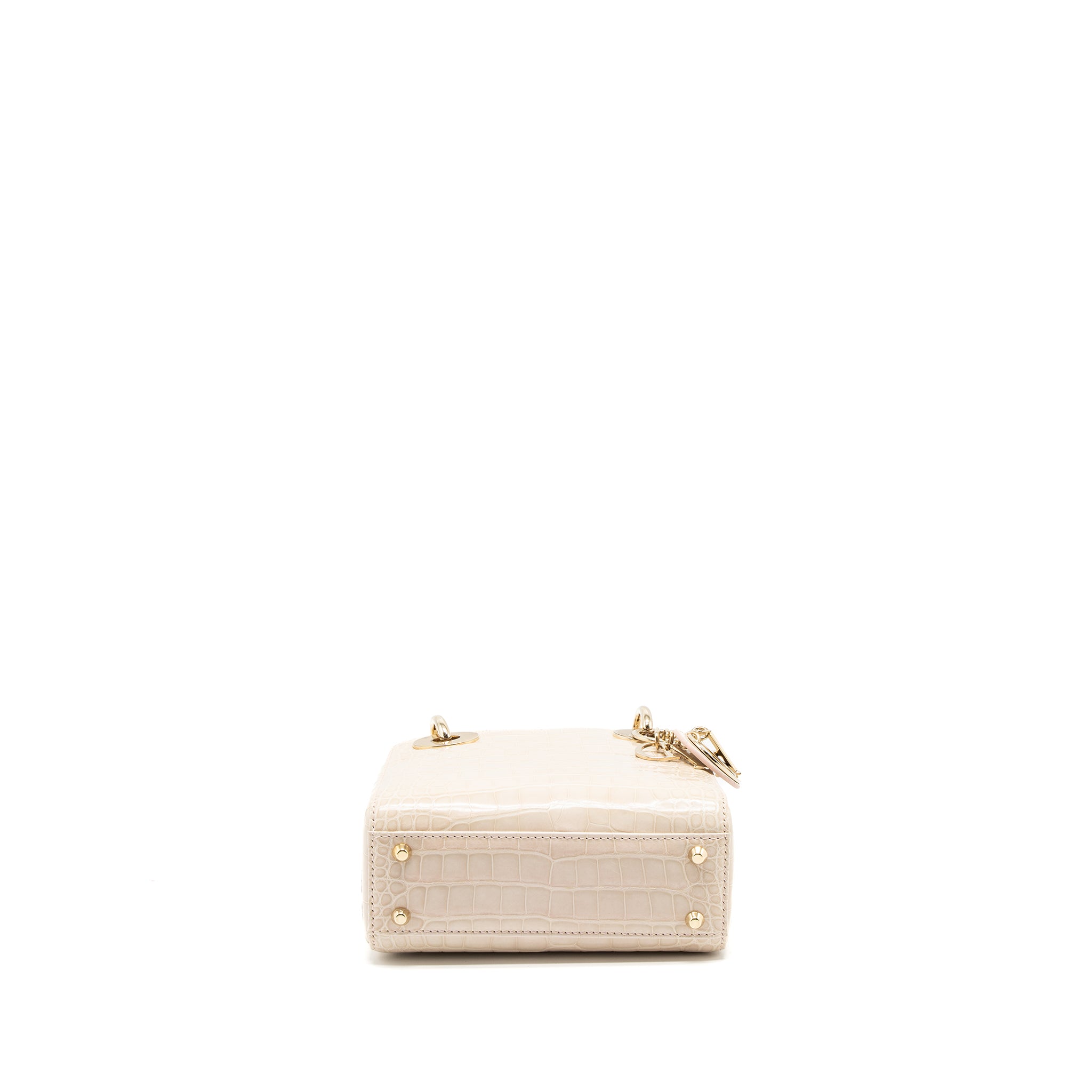 DIOR MINI LADY DIOR ALLIGATOR MISSISSIPPIENSIS LIGHT PINK LGHW