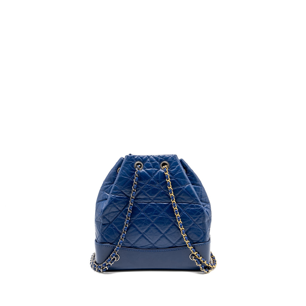CHANEL GABRIELLE BACKPACK AGED CALFSKIN BLUE MULTICOLOUR HARDWARE