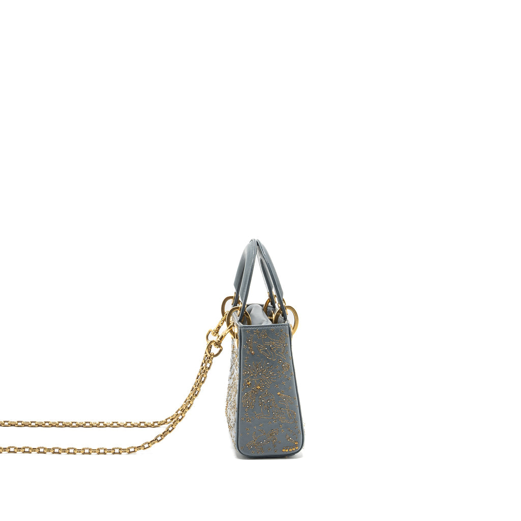 DIOR MINI LADY DIOR LIMITED EDITION LAMBSKIN GREY GHW