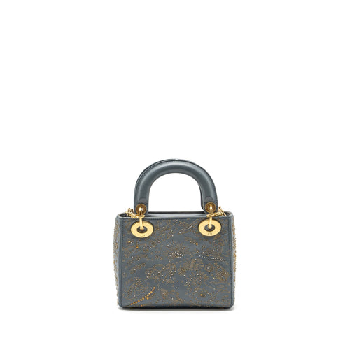 DIOR MINI LADY DIOR LIMITED EDITION LAMBSKIN GREY GHW