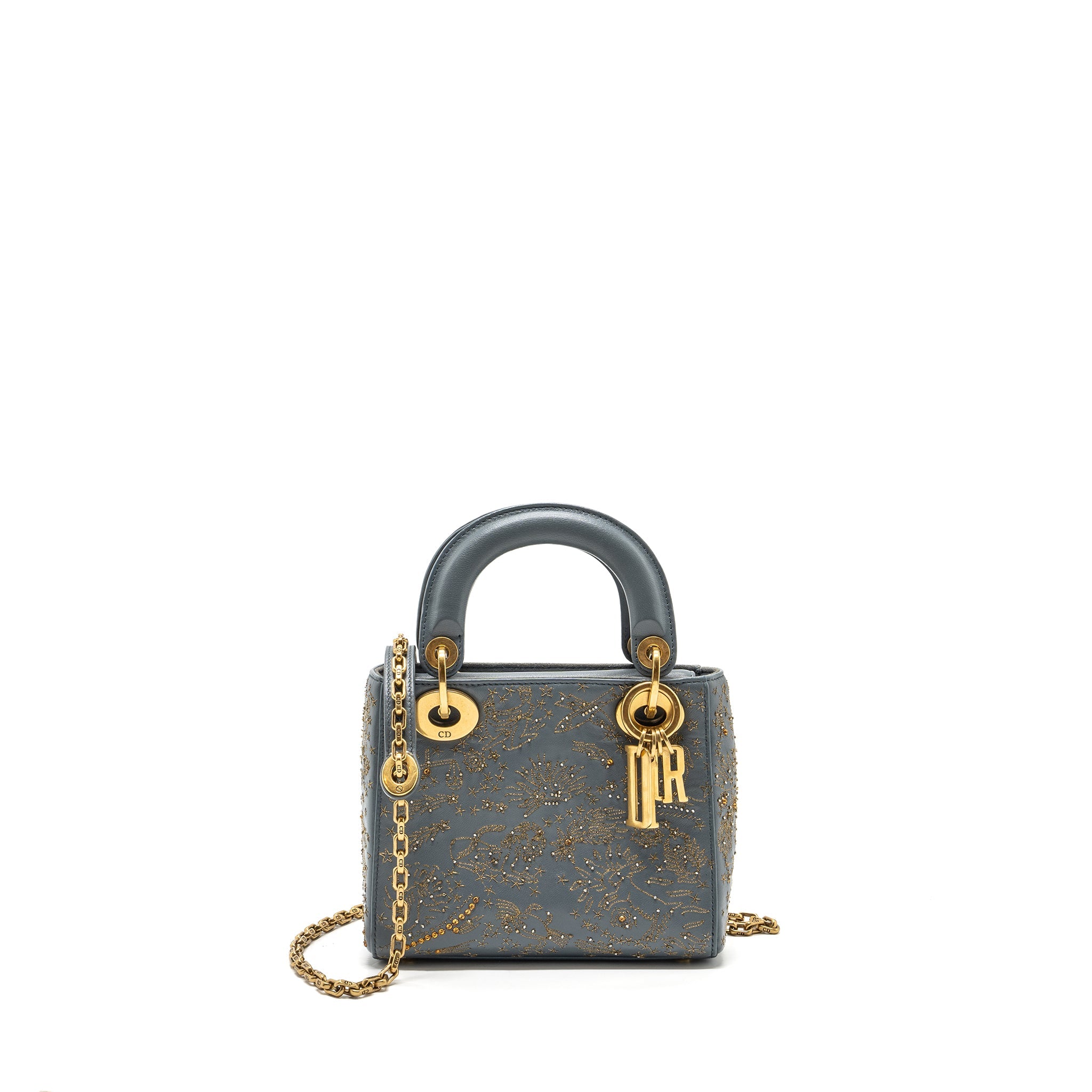 DIOR MINI LADY DIOR LIMITED EDITION LAMBSKIN GREY GHW