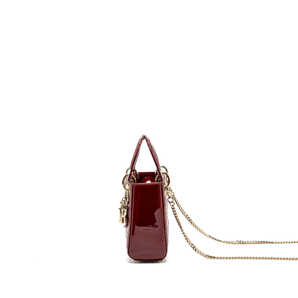 DIOR MINI LADY DIOR PATENT RED LGHW