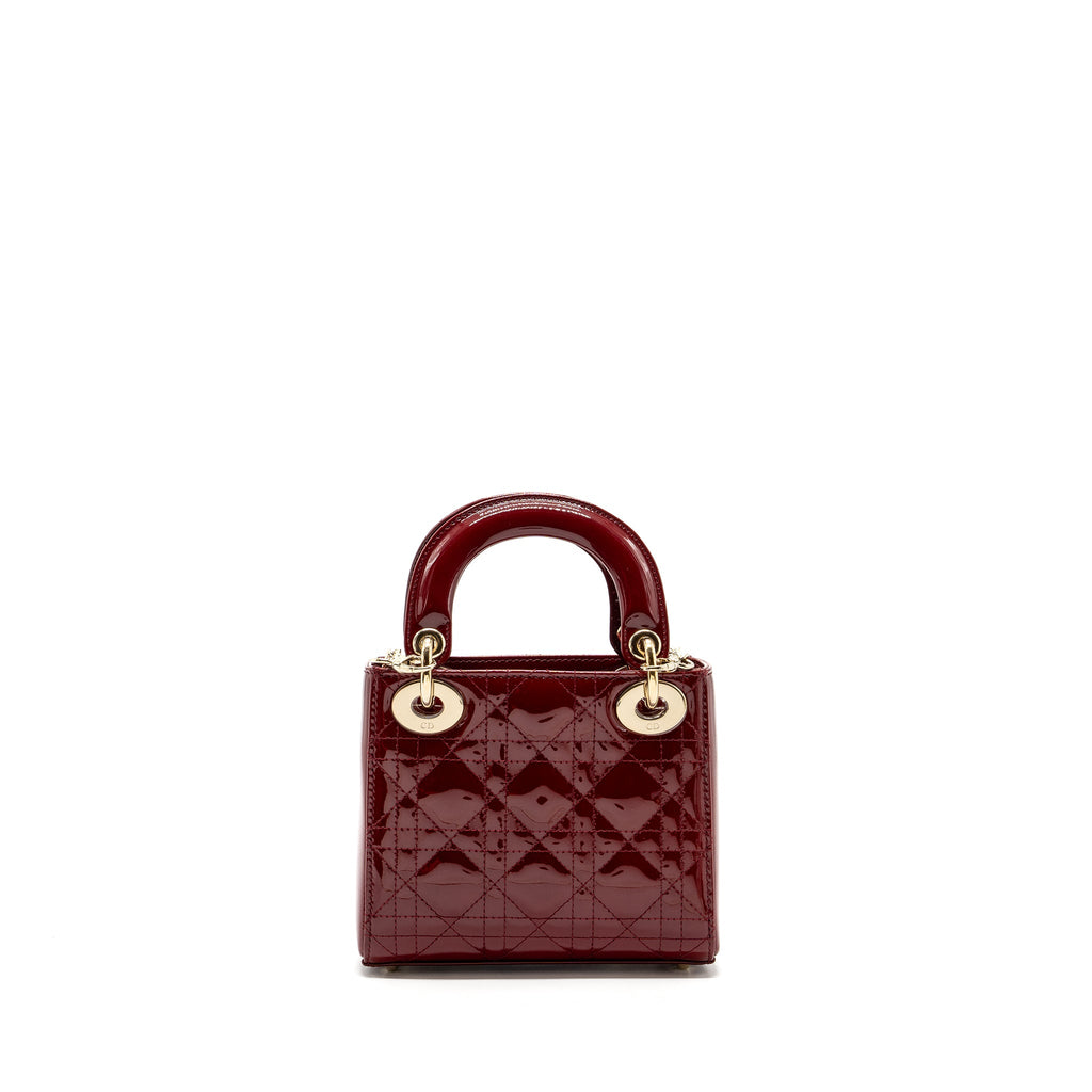 DIOR MINI LADY DIOR PATENT RED LGHW
