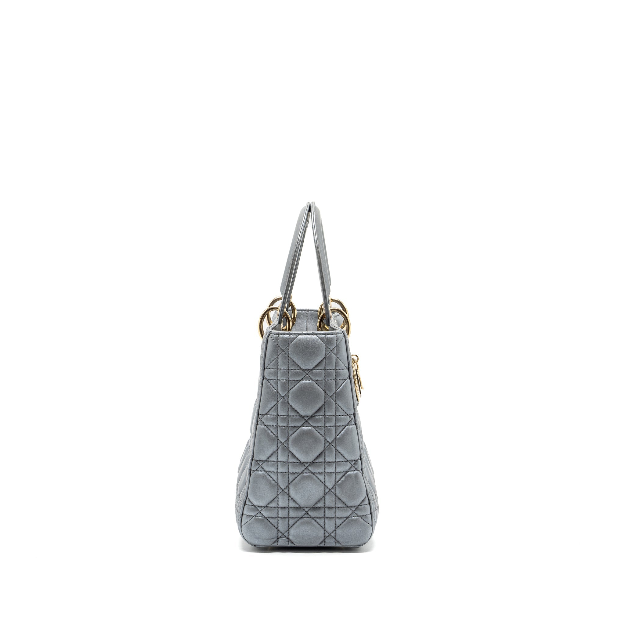 DIOR MEDIUM LADY DIOR LAMBSKIN SILVER LGHW
