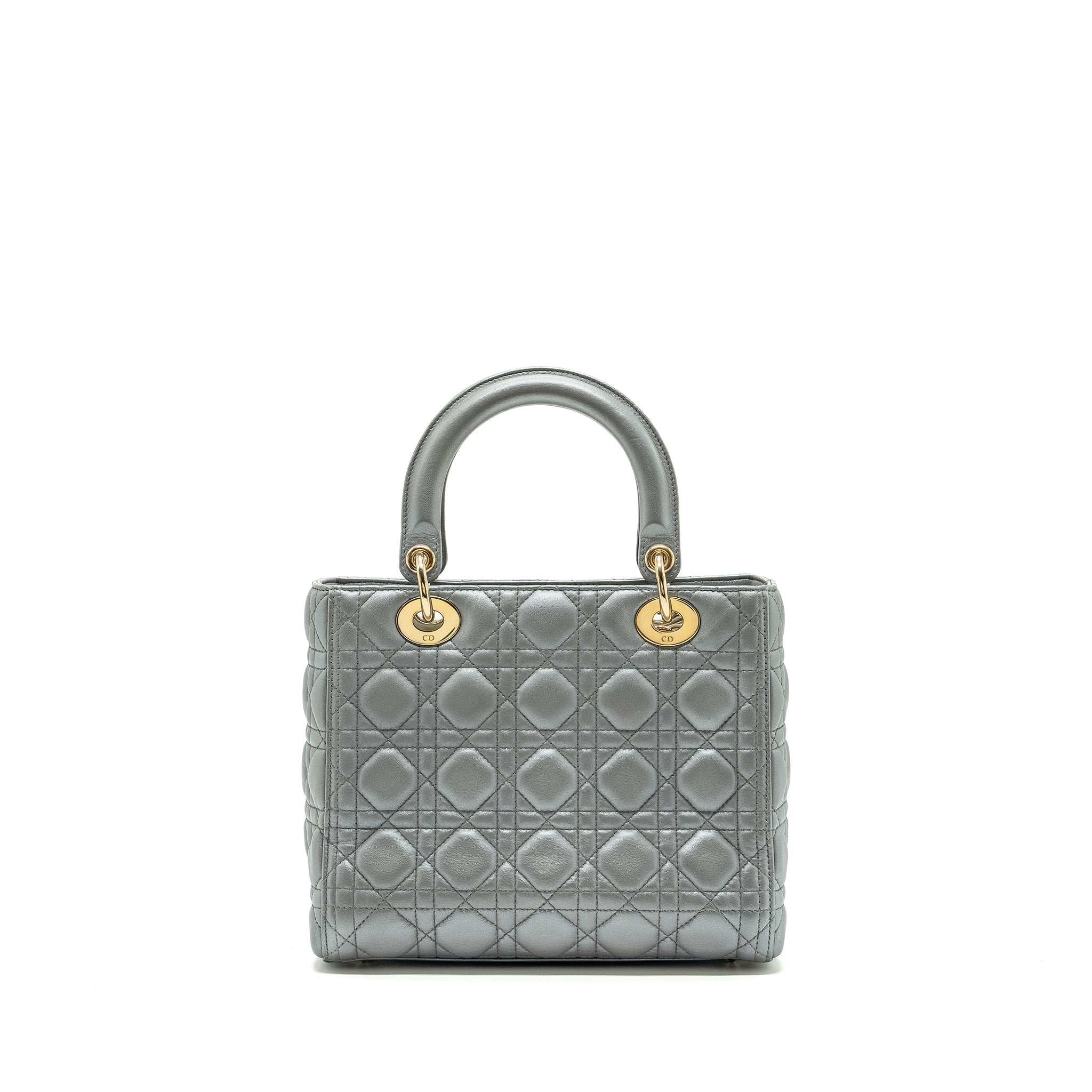 DIOR MEDIUM LADY DIOR LAMBSKIN SILVER LGHW