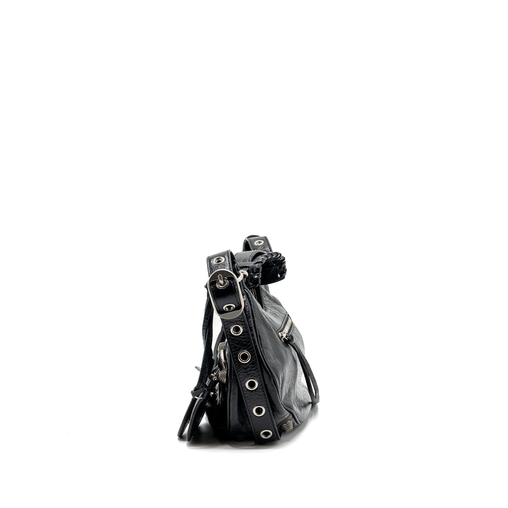 BALENCIAGA LE CARGOLE SMALL SHOULDER BAG LAMBSKIN BLACK SHW