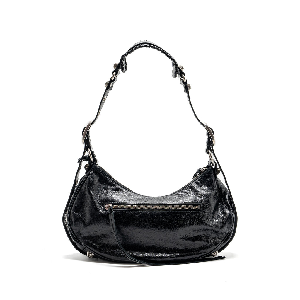BALENCIAGA LE CARGOLE SMALL SHOULDER BAG LAMBSKIN BLACK SHW