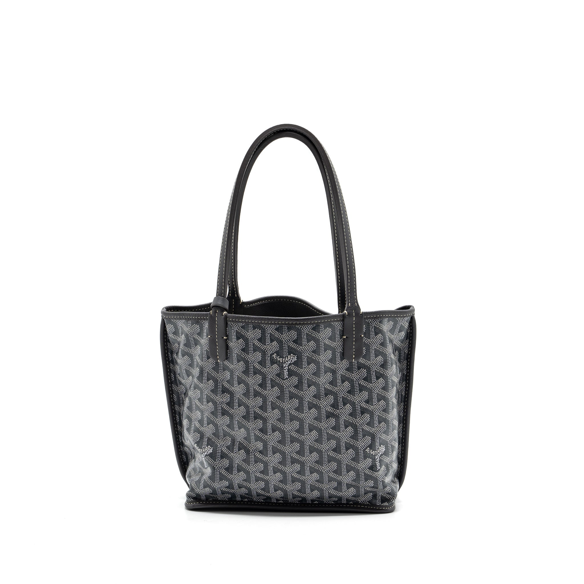 GOYARD MINI ANJOU TOTE BAG GOYARDINE CANVAS GREY SHW