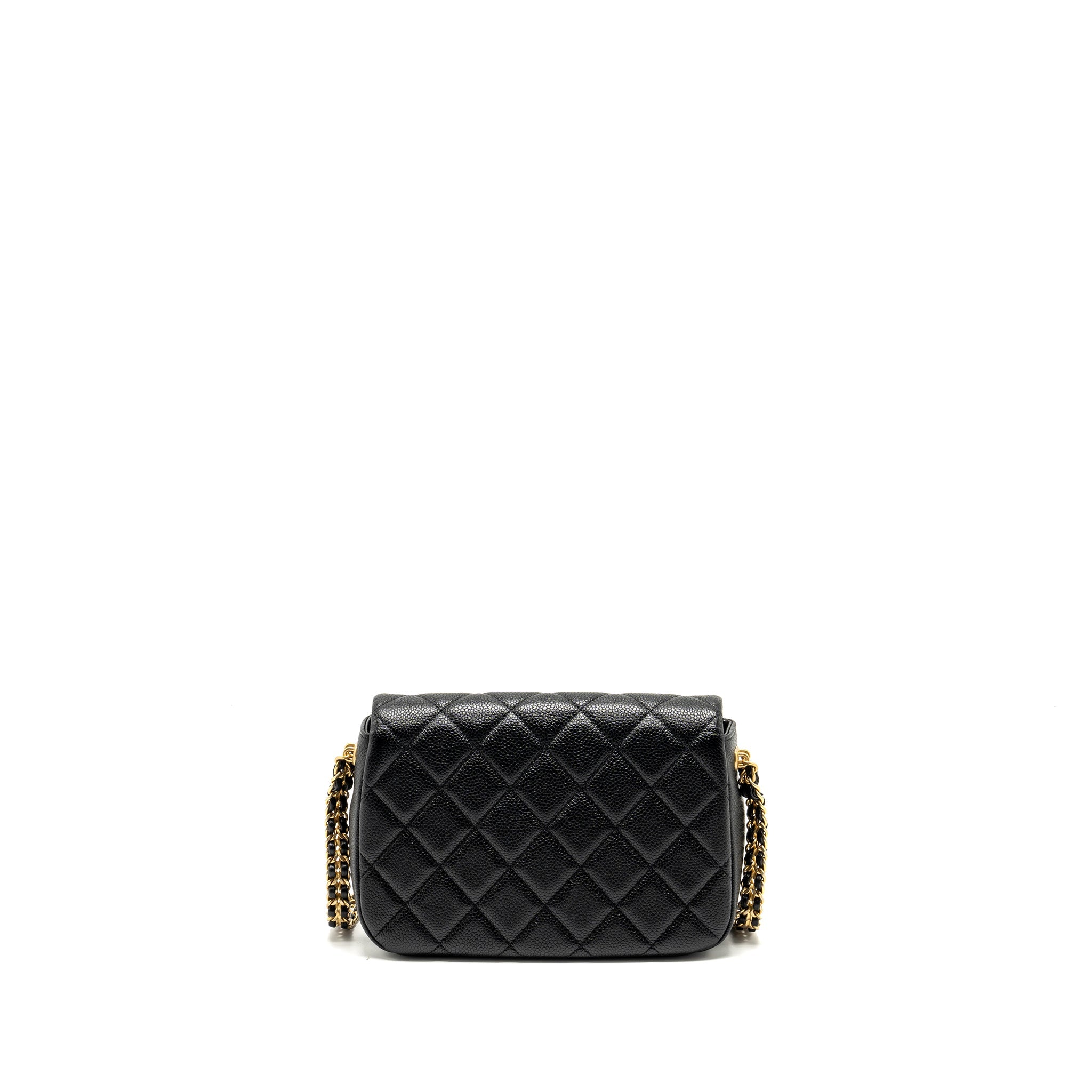 CHANEL 21A DETAILED CHAINS FLAP BAG CAVIAR BLACK GHW (MICROCHIP)
