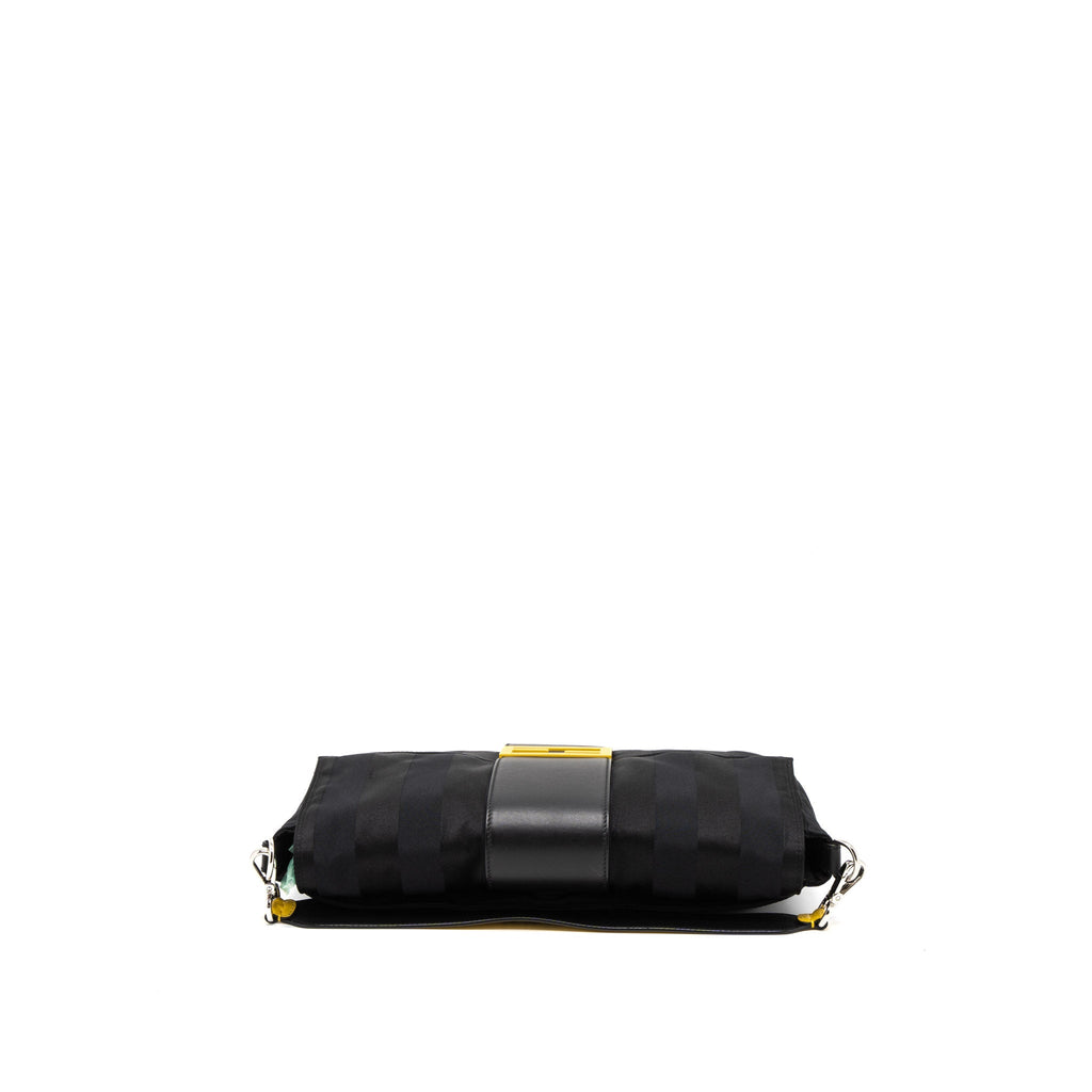 FENDI 20FW LARGE BAGUETTE BAG NYLON/LEATHER BLACK/YELLOW SHW