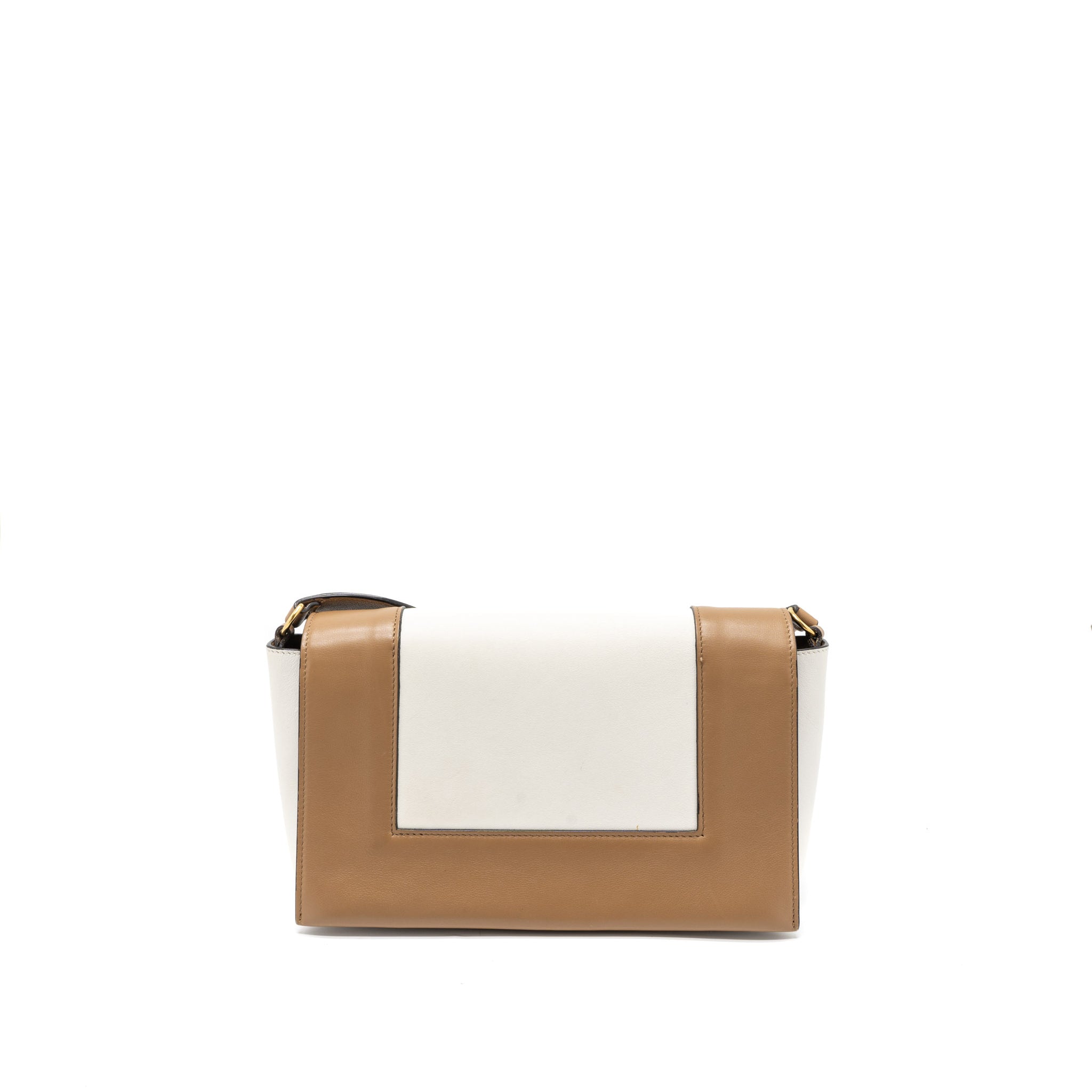CELINE FRAME BAG CALFSKIN CREAM/BROWN BRUSHED GHW