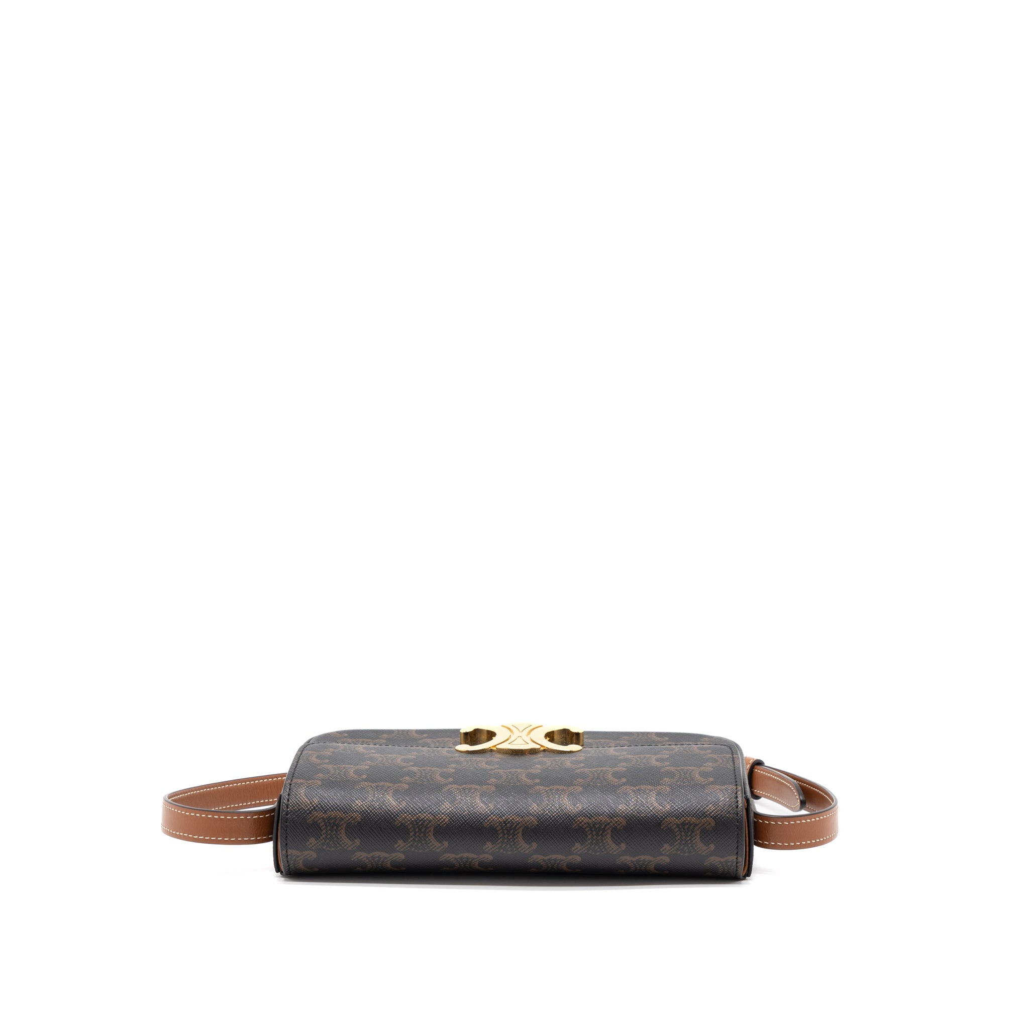 CELINE TRIOMPHE SHOULDER BAG CALFSKIN/TRIOMPHE CANVAS BROWN/MULTICOLOUR GHW