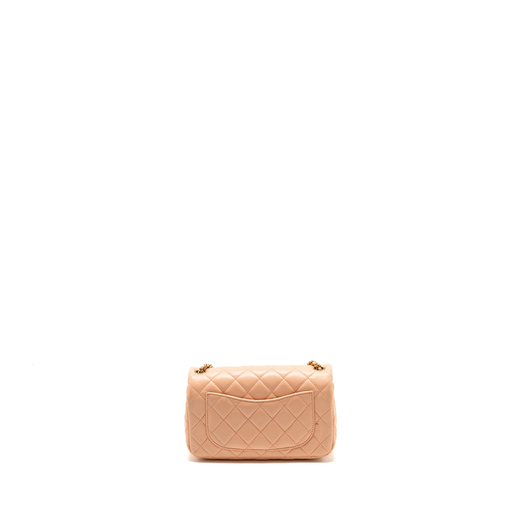 CHANEL PEARL CRUSH MINI RECTANGULAR FLAP BAG LAMBSKIN PINK GHW (MICROCHIP)
