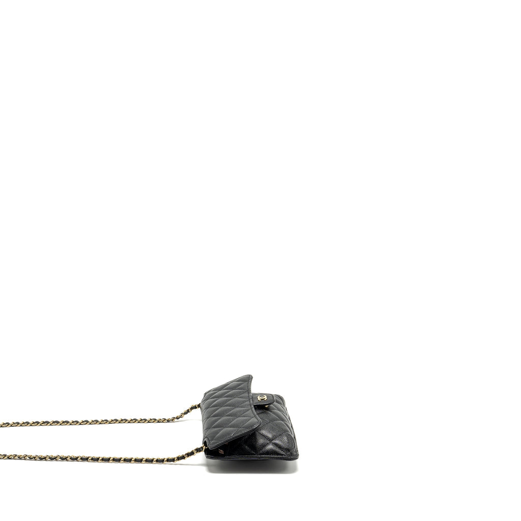 CHANEL CHAIN WALLET /FOLDABLE SHOPPING TOTE CAVIAR/JERSEY FABRIC BLACK/MULTICOLOUR LGHW