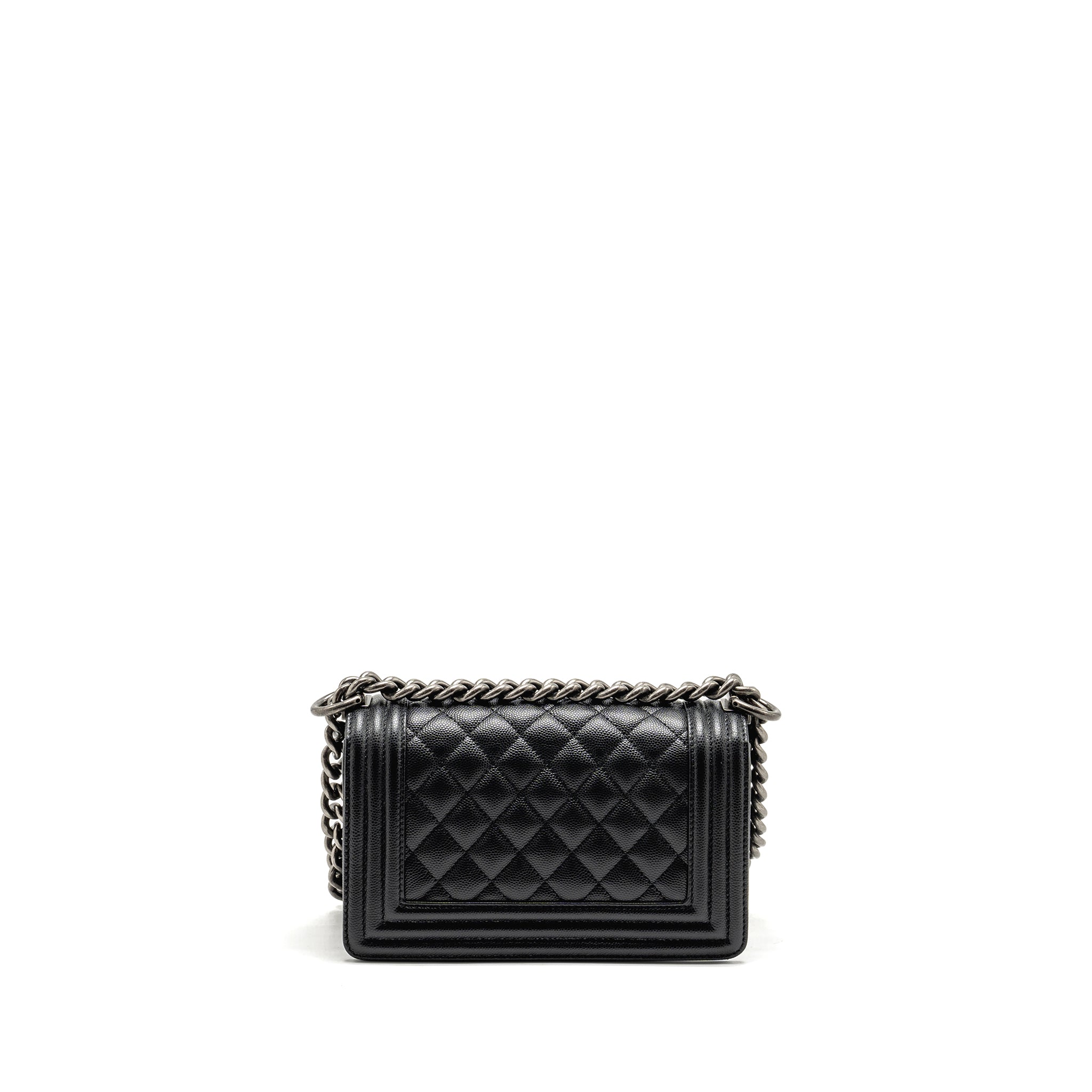 CHANEL SMALL BOY BAG CAVIAR BLACK SHW (MICROCHIP)