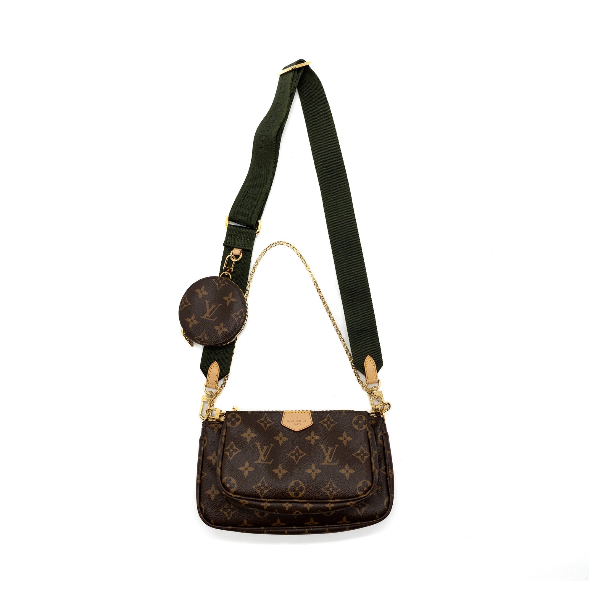 LOUIS VUITTON MULTI POCHETTE MONOGRAM CANVAS KHAKI STRAP GHW