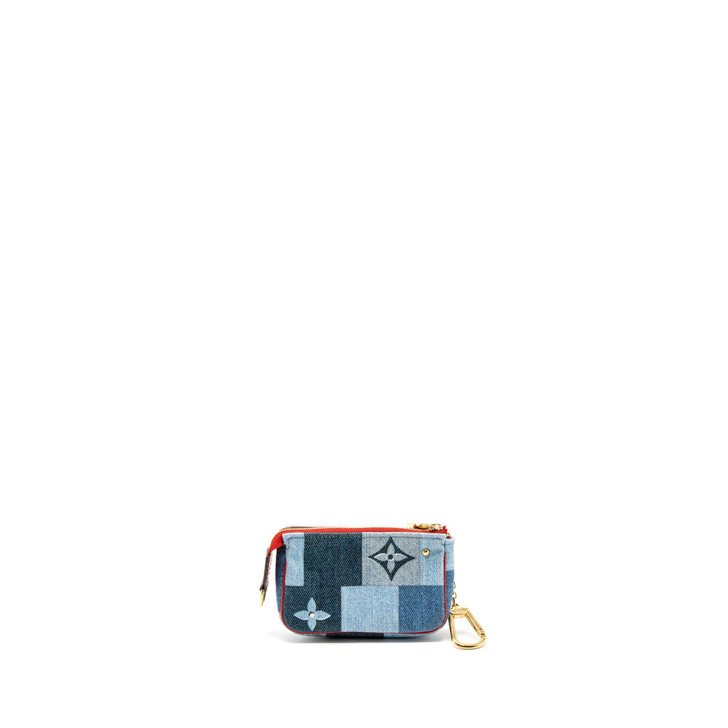 LOUIS VUITTON LIMITED EDITION ROUGE MICRO POCHETTE MONOGRAM JACQUARD DENIM BLUE GHW