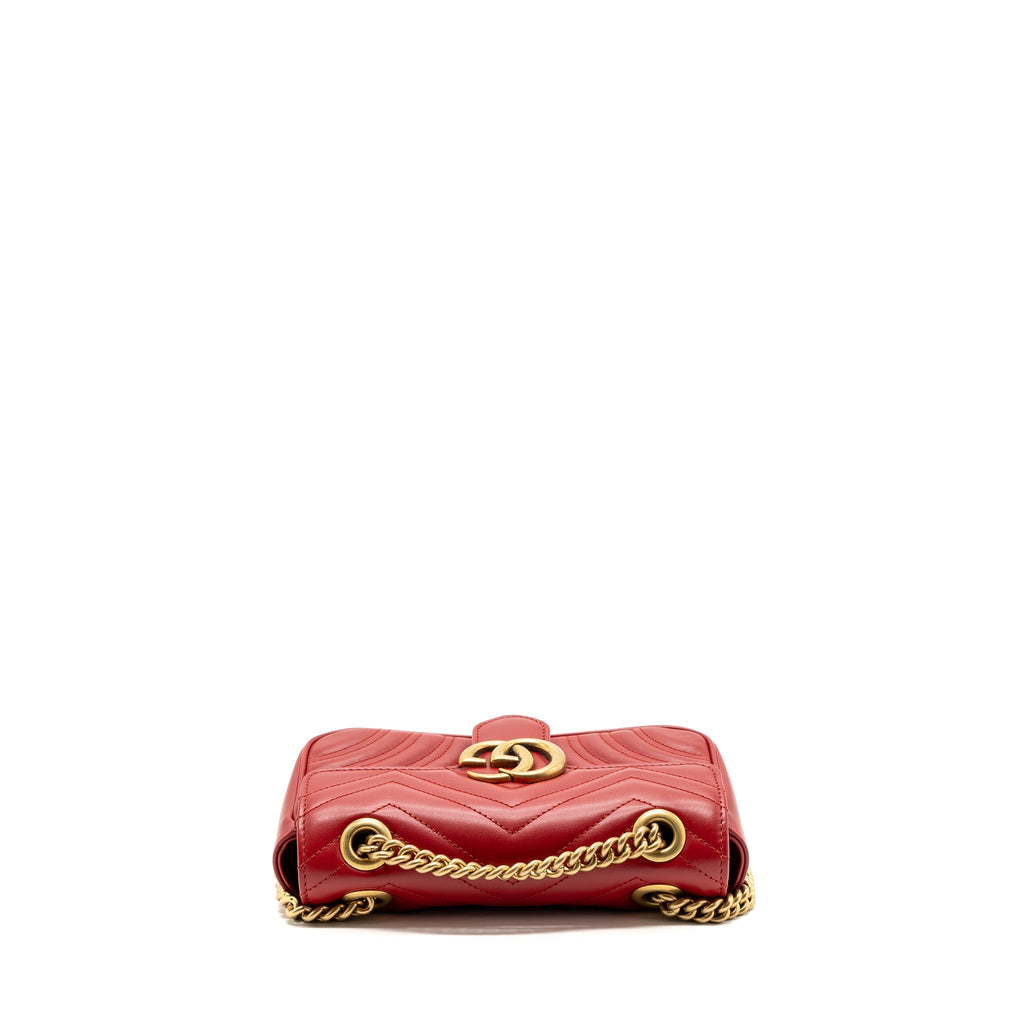 GUCCI SMALL GG MARMONT SHOULDER BAG CALFSKIN RED GHW