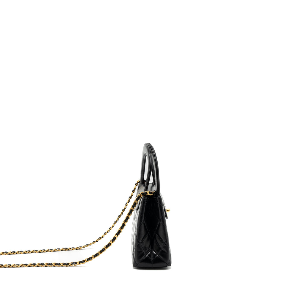 CHANEL 23K MINI SHOPPING TOTE CALFSKIN BLACK BRUSHED GHW(MICROCHIP)