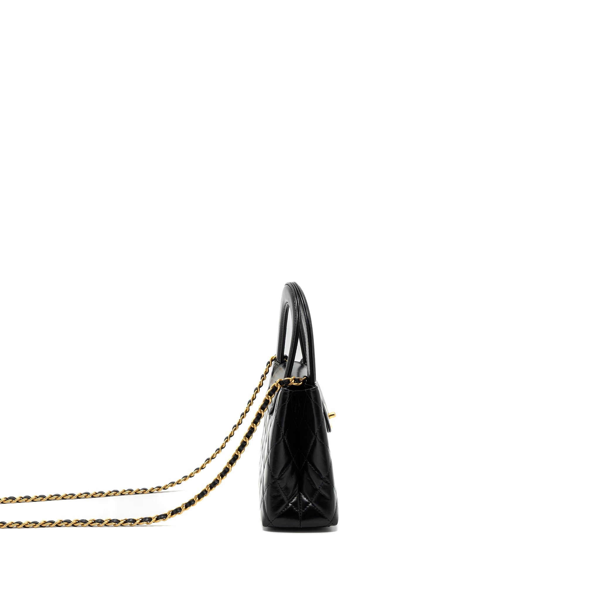 CHANEL 23K MINI SHOPPING TOTE CALFSKIN BLACK BRUSHED GHW(MICROCHIP)