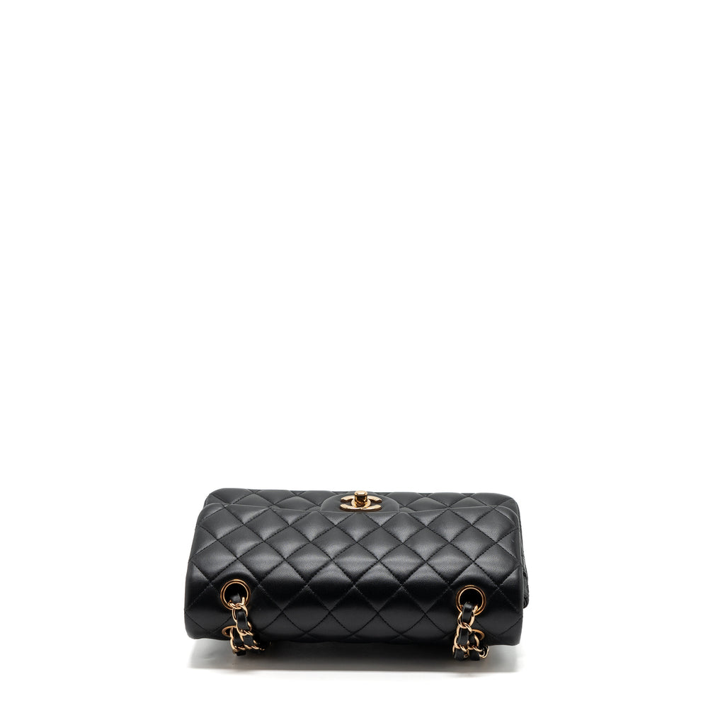 CHANEL SMALL CLASSIC DOUBLE FLAP BAG LAMBSKIN BLACK RGHW(MICROCHIP)