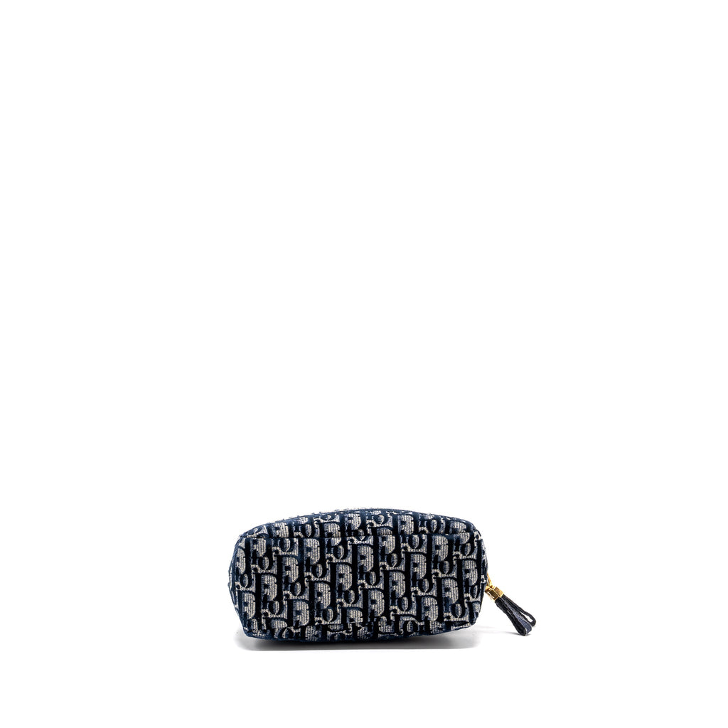 DIOR BEAUTY POUCH BLUE DIOR OBLIQUE JACQUARD/VELVET GHW