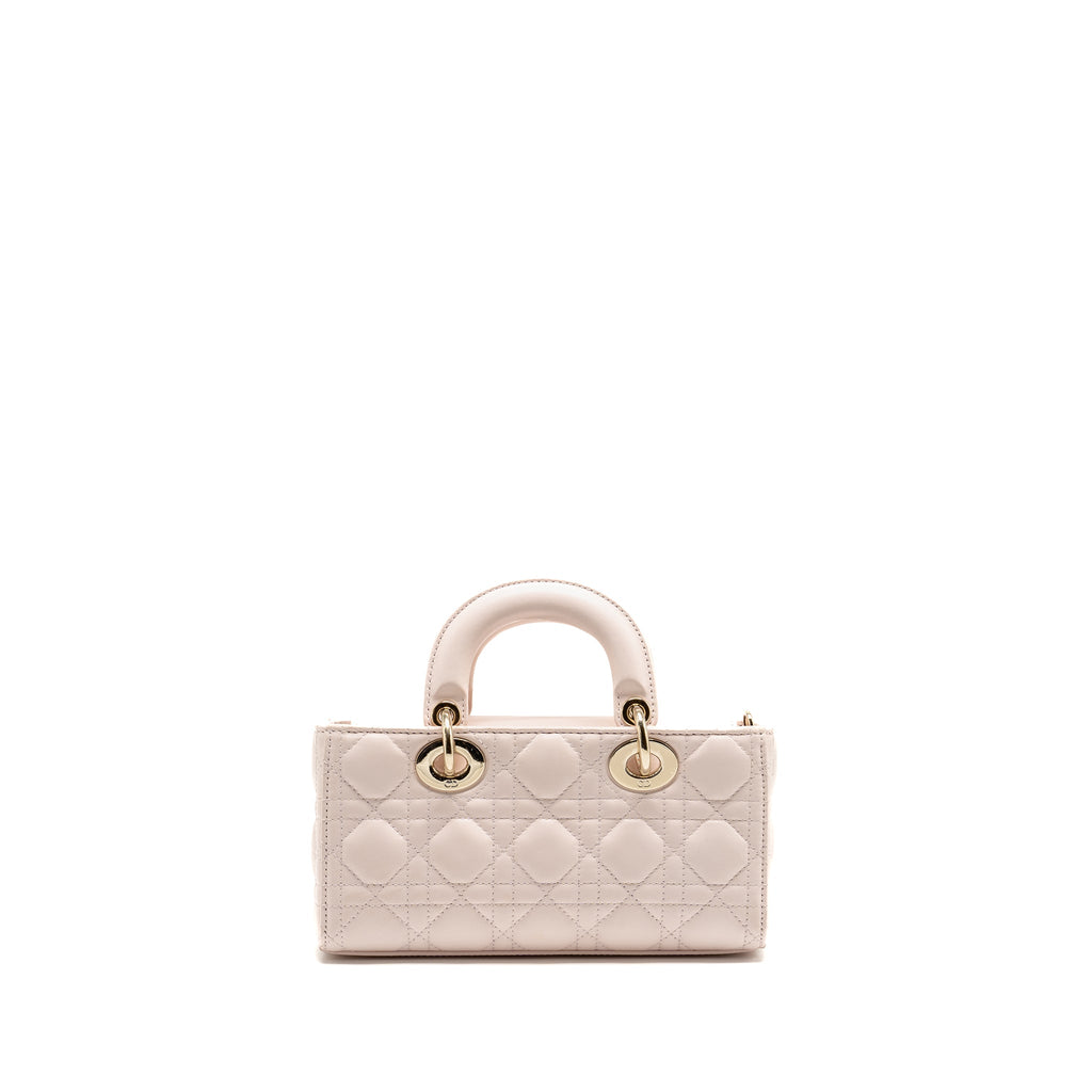 DIOR SMALL LADY D-JOY BAG CANNAGE LAMBSKIN POWDER PINK LGHW