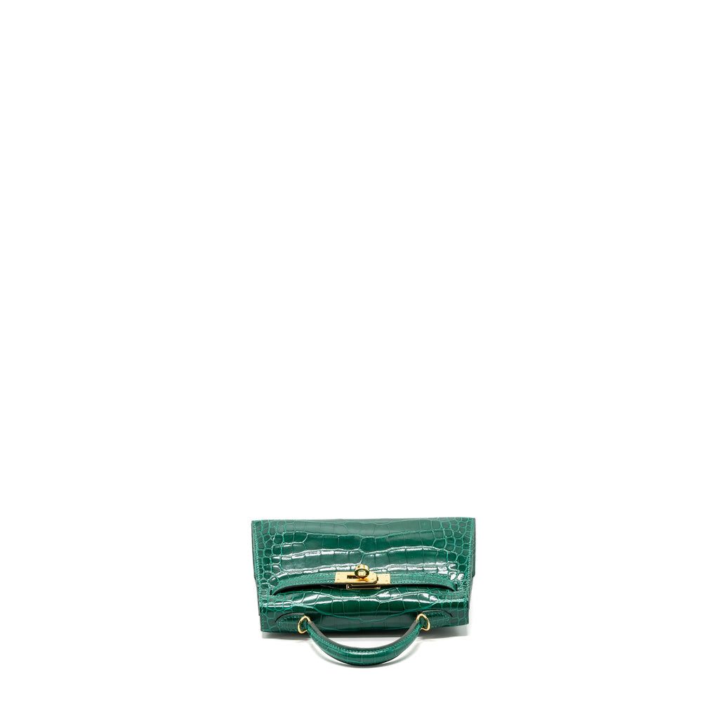 HERMES MINI KELLY II ALLIGATOR MISSISSIPPIENSIS LISSE 6Q VERT EMERAUDE GHW